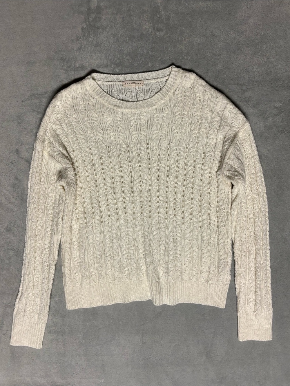 Classic Cable Crewneck Sweater in Cream